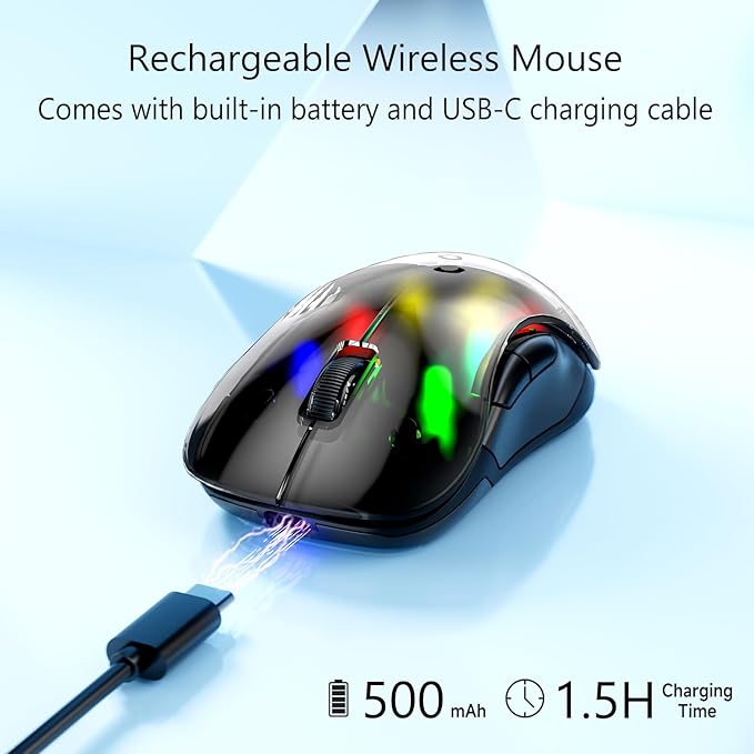 memzuoix 2.4G LED Wireless Mouse, Rechargeable Ergonomic Mouse - Image 4