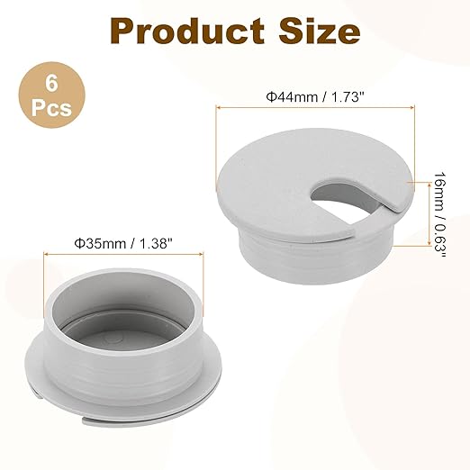uxcell 6 Pcs 35mm Desk Grommet, Plastic Cable Hole Cover, Wire Cord Cable - Image 2