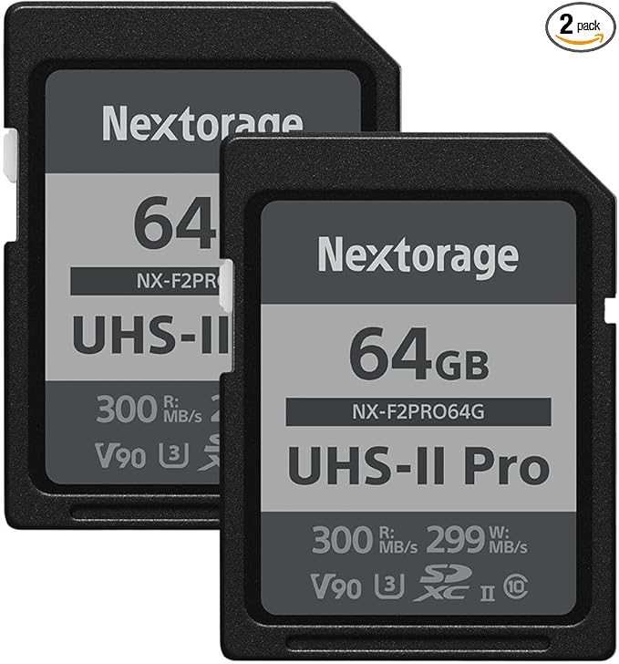 Nextorage 64GB 2pack SDXC UHS-II V90 SD Card Japanese Brand pSLC Max. Write by Nextorage