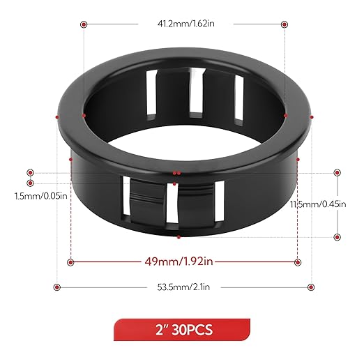 30PCS 2" Black Cable Snap Bushing Grommet, Snap in Cord Bushing Protect Cables - Image 5