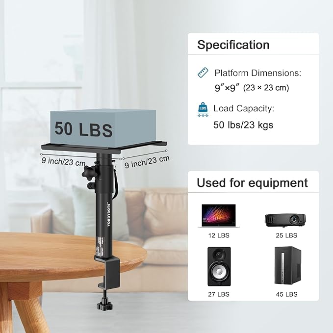 Set of 2 Studio Monitor Stands Desktop Speaker Stands Height Adjustable 12" to - Image 6