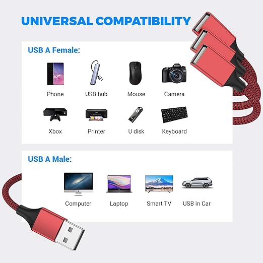 1FT USB Splitter 3 in 1 Out, A Male to 3 Female Extension Cable, USB Y Splitter - Image 2