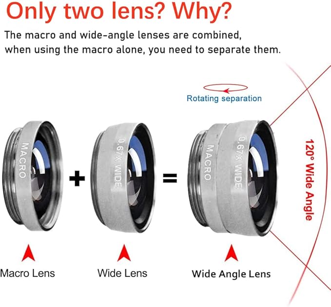 Silver 3 in 1 Cell Phone Camera Lens Kit Wide Angle Macro Fisheye Lens Universal - Image 2