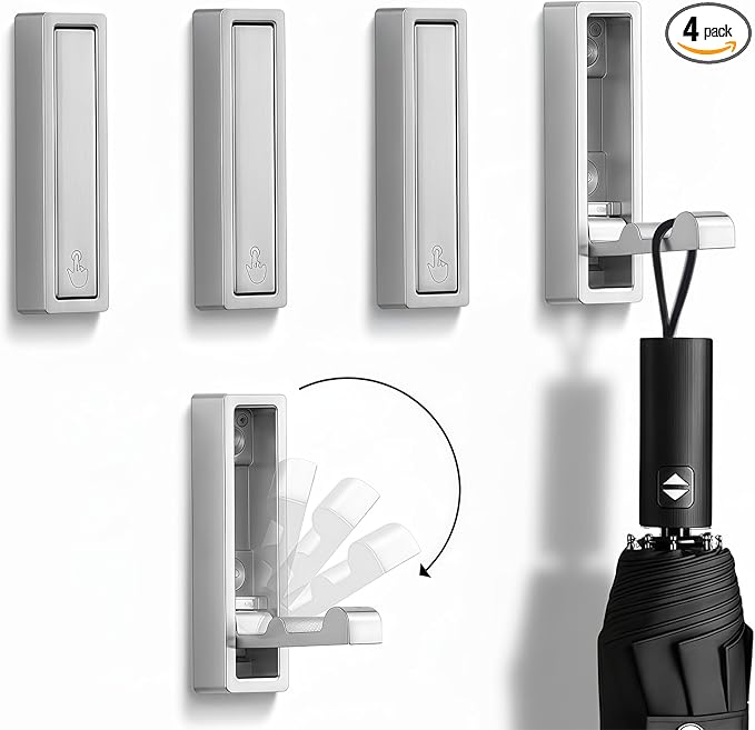 Folding Wall Hooks, 4 Pack Rustproof Zinc Alloy Folding Coat Hooks, Heavy Duty by Unknown
