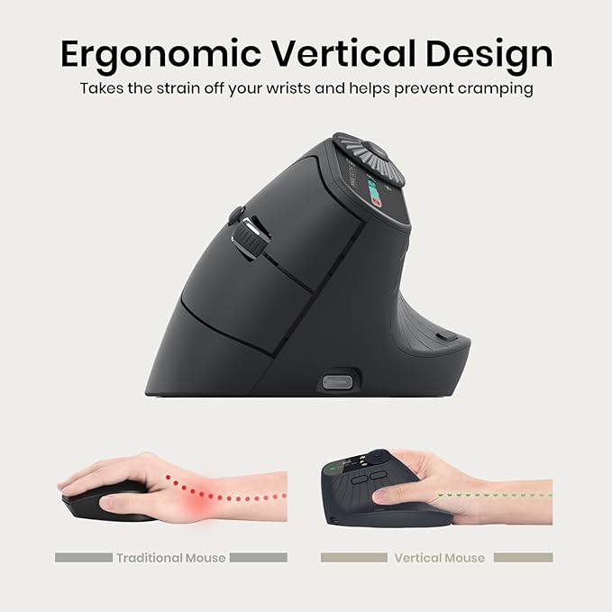 Vertical Ergonomic Mouse 2.4G Wireless BT Task Window Switching and Horizontal - Image 2