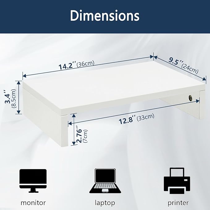 TEAMIX Monitor Stand Riser-3 Packs, Wood 3 Tiers Adjustable Monitor Stand Dual - Image 5