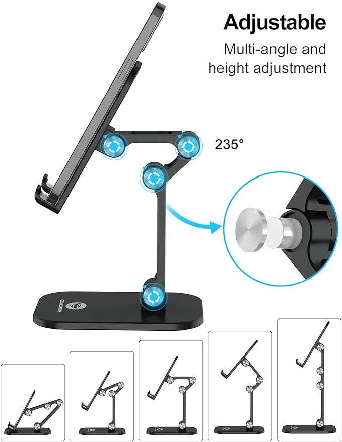 OCYCLONE Phone Stand, Adjustable Height and Angle Foldable Cell Phone Stand - Image 2