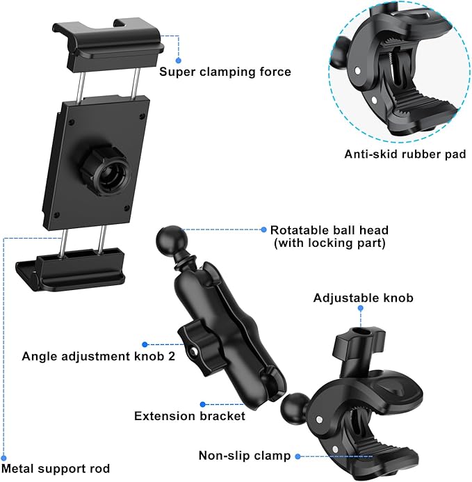 PLDHPRO Tablet Holder for Mic Stand 360° Swivel iPad Music Stand Mount for - Image 5