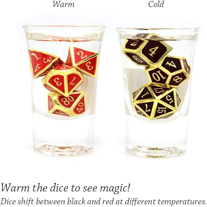 Haxtec Metal DND Dice Set Heat Sensitive Color Changing Metal Dice Polyhedral - Image 5