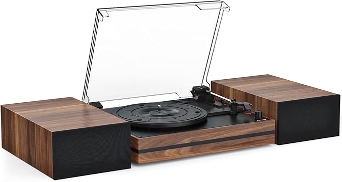 Vinyl Record Player with Speakers Vintage Turntable by WOCKODER