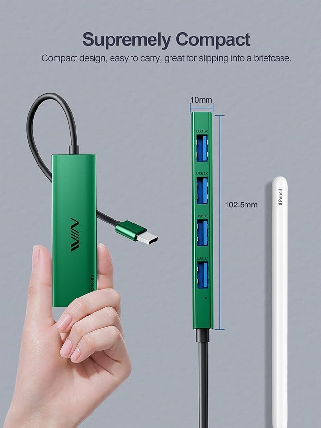 USB 3.0 Hub, 4 Port USB Splitter Extender Portable Adapter Multiport Data Hub - Image 4