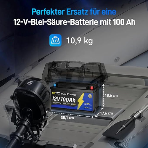 12V 100Ah Dual Purpose Marine Cranking LiFePO4 Lithium Battery Bluetooth - Image 2