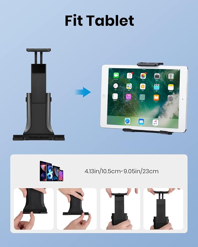 Moukey Tablet Holder for Microphone Stand, Adjustable Mic Music Stand Phone - Image 4