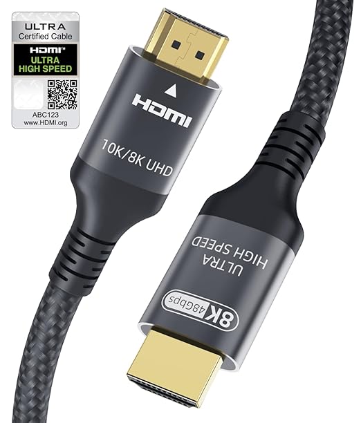 Certified 10K 8K HDMI 2.1 Cable 5 FT, 48Gbps Ultra High Speed HDMI Cable by Adauxter