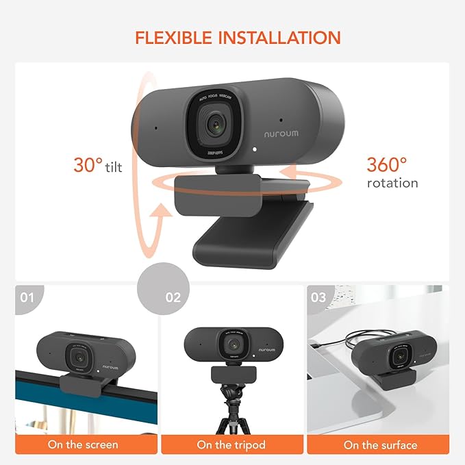 NUROUM V15AF 2K Webcam for PC, 1080P 60fps Autofocus HD Webcam - Image 8