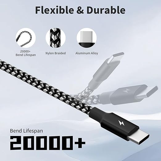 Multi Charging Cable, USB C Splitter Cable, 3 in 1 Travel Fast Charging Cord - Image 2