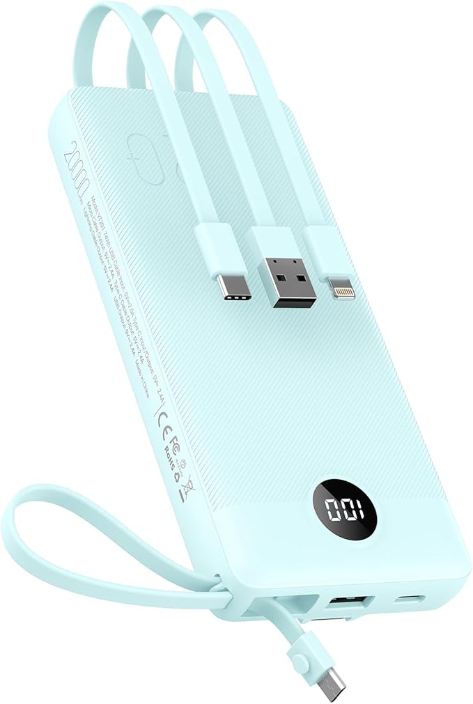 VEEKTOMX Portable Charger with Built-in Cables, 20000mAh Power Bank by VEEKTOMX