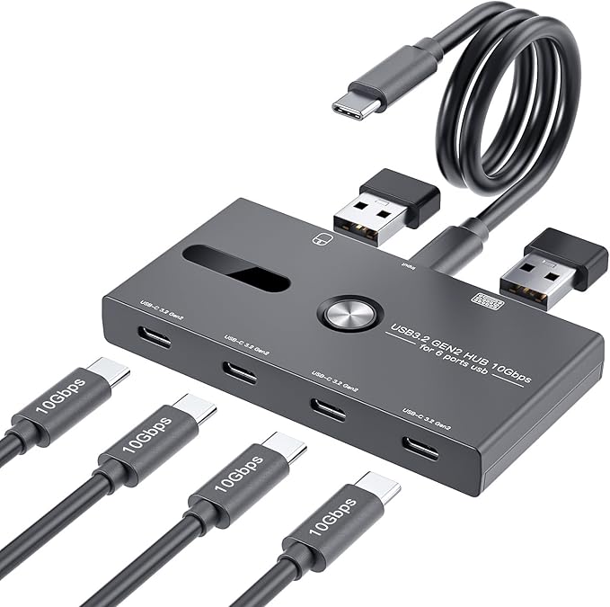 10Gbps USB C Hub, 6 Ports Type C Splitter, USB-A/C to USB C/A Adapter by ZIYUETEK
