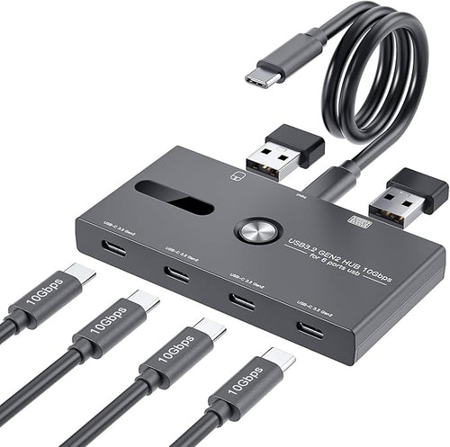 10Gbps USB C Hub, 6 Ports Type C Splitter, USB-A/C to USB C/A Adapter by ZIYUETEK