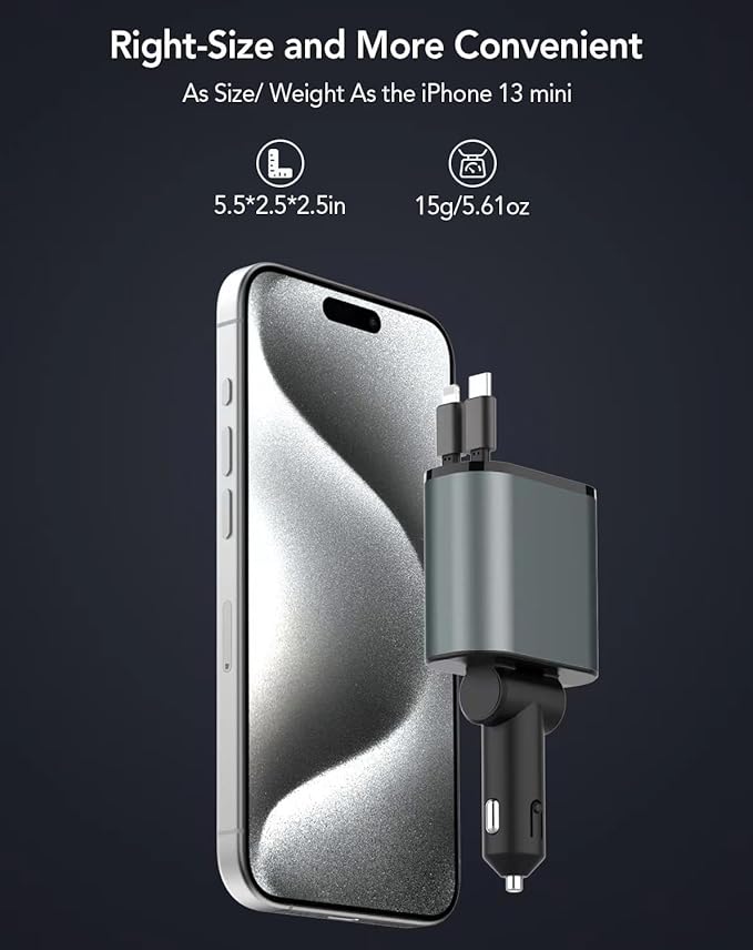 Retractable Car Charger, 4 in 1 Fast Charging 69W, Cigarette Lighter Adapter 2 - Image 8