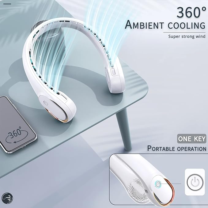 Portable Neck Fan, Bladeless Neck Fan, USB Rechargeable Personal Fan, 4000 mAh - Image 5
