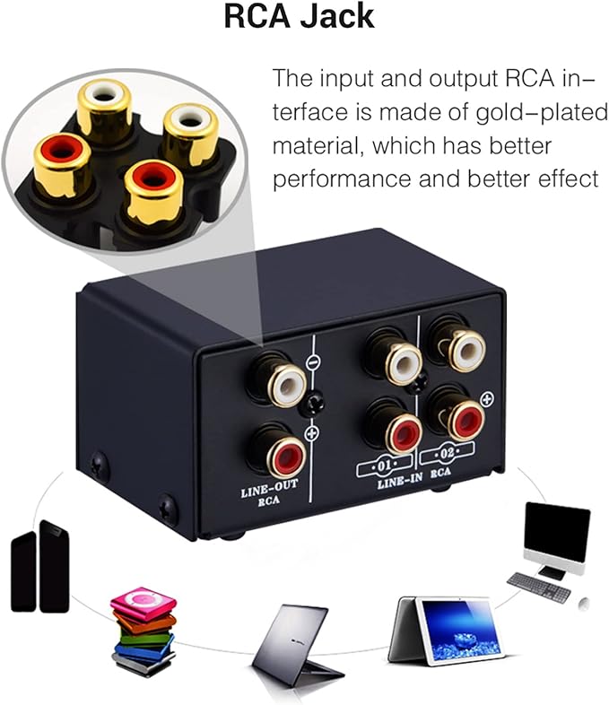Audio Switcher RCA 2 in 1 Out/1 in 2 Out A/B Switch Stereo Audio Splitter Box - Image 7