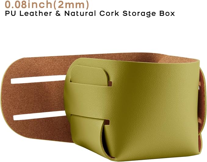 HOMIEAZICOZI 2-Pack Cork Leather Desk Accessories Storage - Image 2