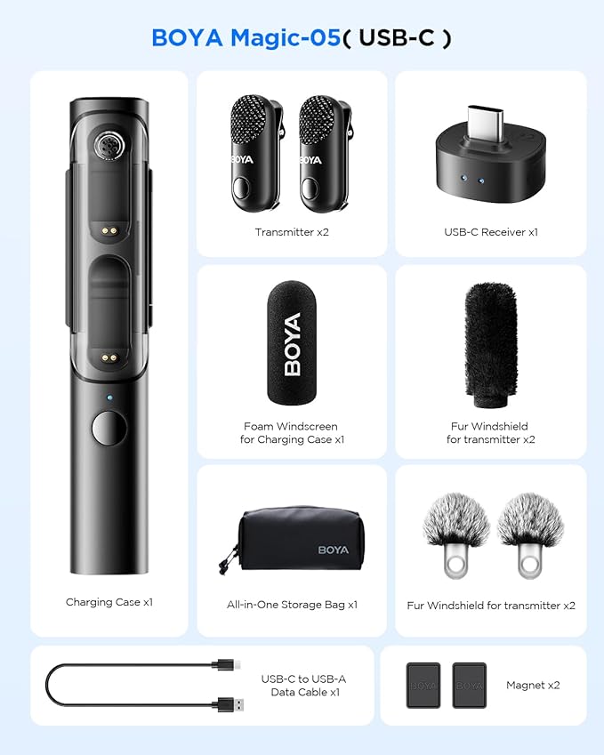 BOYA Magic-05 Wireless Lavalier Microphone, 30Hrs Battery, 328FT Los Range - Image 9