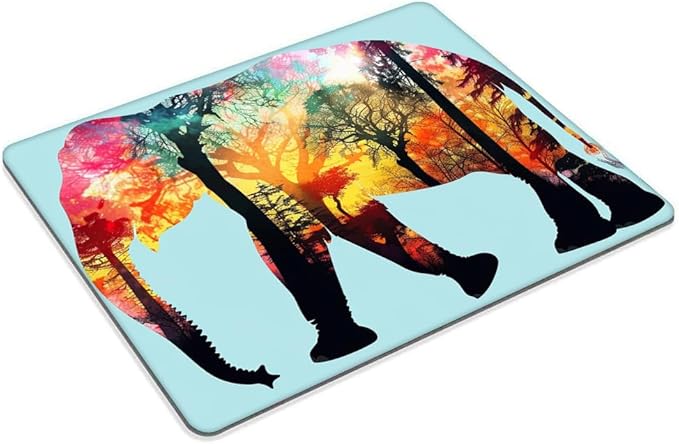 Square Mouse Pad Colorful Forest Elephant-1, Gaming Mouse Pads - Image 2