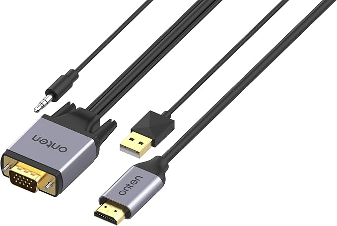 VGA to HDMI Adapter VGA Male to HDMI Male Converter by ONTEN
