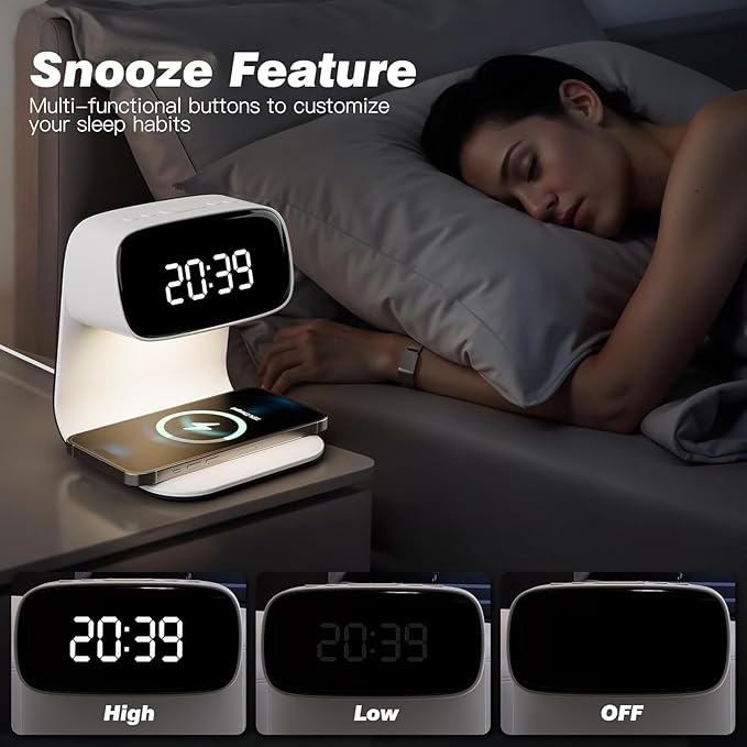 Digital Alarm Clock with Wireless Fast Charging Station 15W Touch Smart Lamp - Image 2