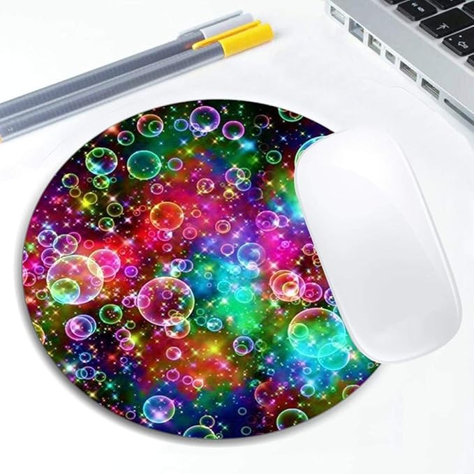 Colorful Bubbles Mouse Pad Round Non-Slip Rubber Mousepad Laptop Office - Image 5