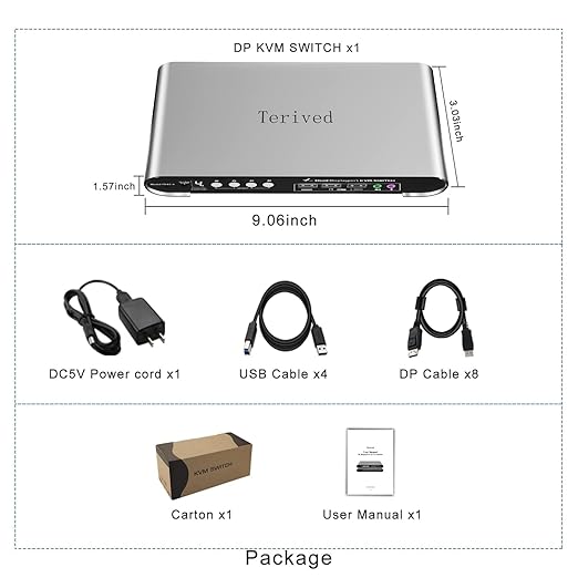 4 Computers 2 DP Monitors Automatic KVM Switch, 8K@30Hz 4K@144Hz 4 Port DP USB - Image 5
