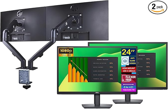 Dell 24" FHD VA 60Hz Flicker Free Monitor, Anti-Glare Display, 1 x DisplayPort by Dell