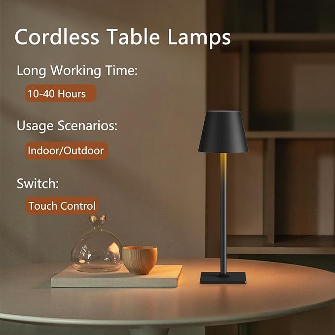 Cordless Table Lamp Rechargeable Lamps: 6000mAh Battery Operated Table Lamp - Image 3