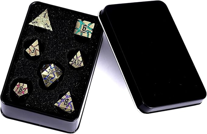 Metal DND Dice Set, Glitter Crack Dice Set - Image 6
