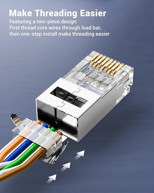 VCE RJ45 Connectors CAT7/CAT6A UL-Listed 30-Pack Non-Pass-Thru, Shielded - Image 3