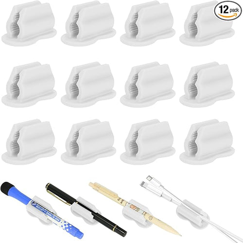 12PCS Pen Holder for Desk, Upgraded Adhesive Pen Pencil Holder for Desk Wall by Biottro