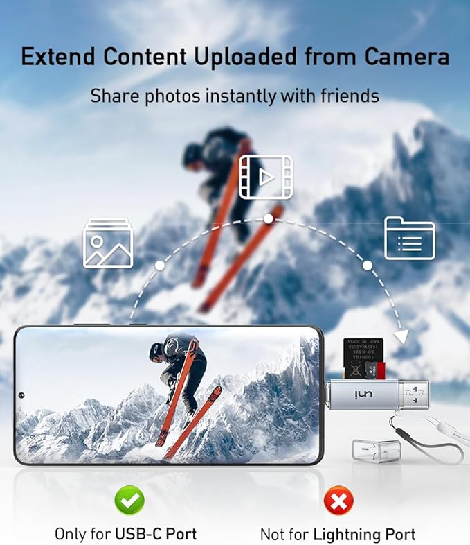 SD Card Reader, uni High-Speed USB C to Micro SD Card Adapter USB 3.0 Dual Slots - Image 4