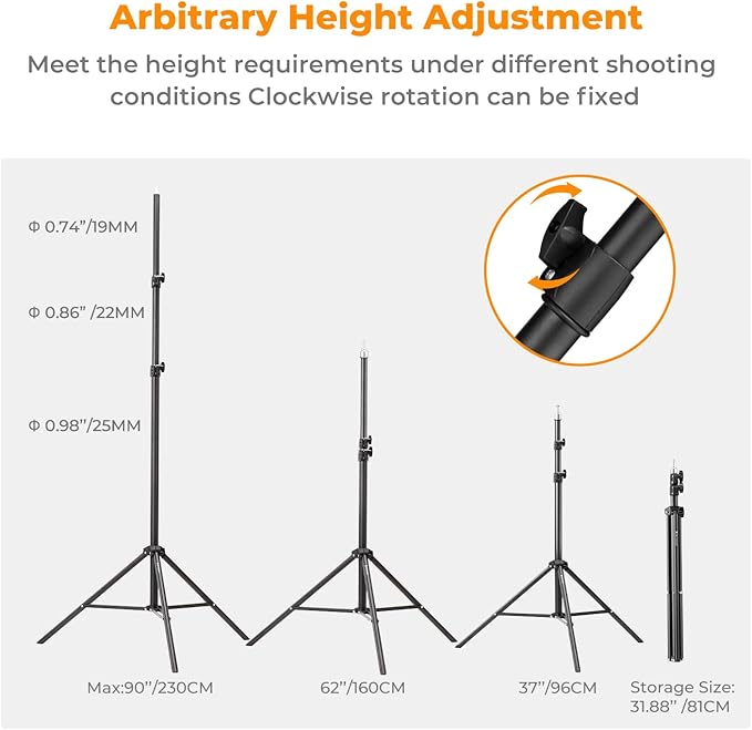 K&F Concept Light Stand for Photography, 7.5ft/2.3M Portable Extendable Photo - Image 4