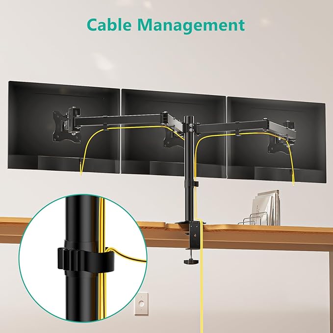 WALI Triple Monitor Mount, Heavy Duty Triple Monitors Stand - Image 6