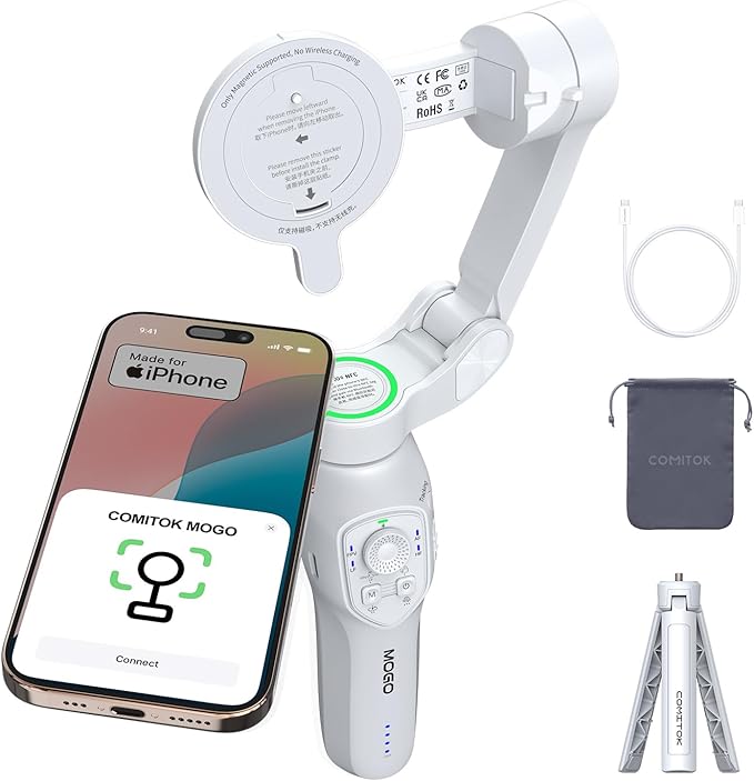 MOGO Only for iPhone, Gimbal Stabilizer for iPhone, Cell Phone Gimbal Stabilizer by COMITOK
