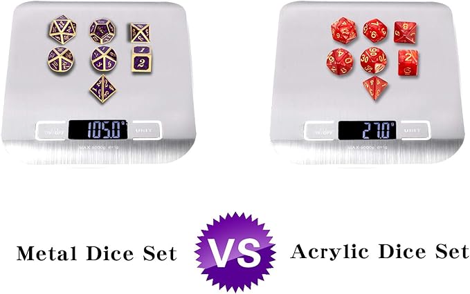 DNDND Glitter Purple Metal Dice Set, Solid Polyhedral DND Metallic Dice - Image 7