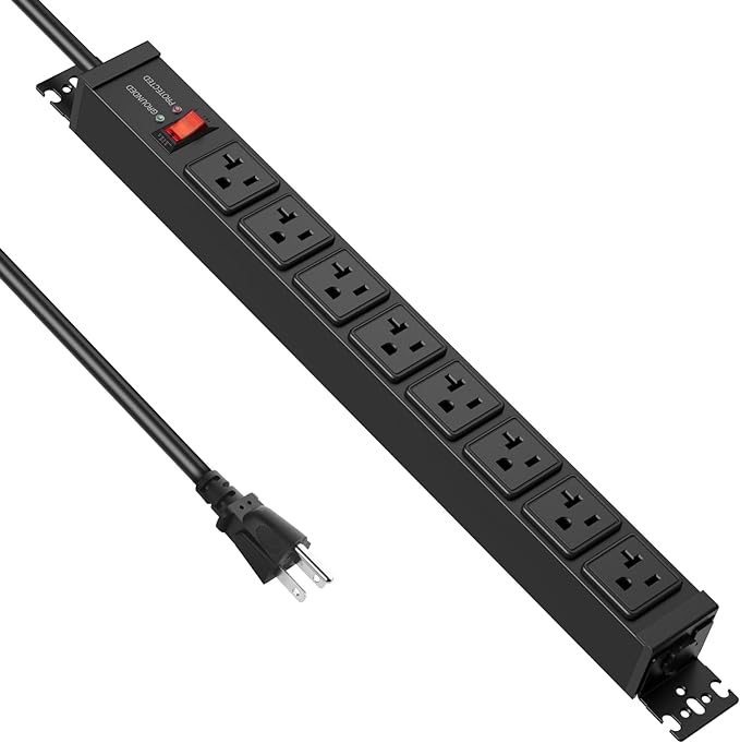 JUNNUJ 20 Amp Power Strip Surge Protector 4800J, Heavy Duty 8 Outlet Metal by JUNNUJHome