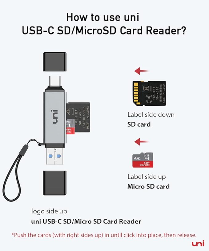 uni SD Card Reader, High-Speed USB C to Micro SD Card Adapter USB 3.0 Dual Slots - Image 8