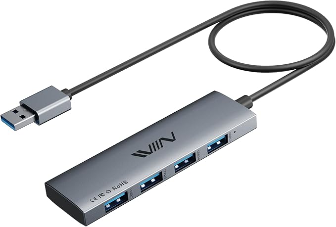 USB 3.0 Hub, 4 Port USB Splitter Extender Portable Adapter Multiport Data Hub by IVIIN