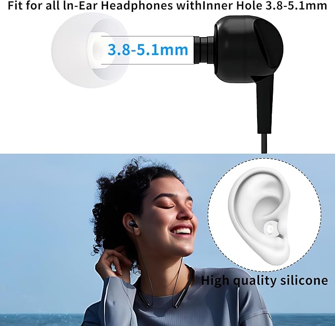 Earbud Replacement Tips Silicone Earbud Tips Fit Most in-Ear Earbuds Headphone - Image 4