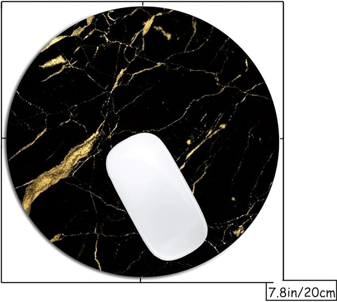 Black and Gold Marble Mouse Pad Round Non-Slip Rubber Mousepad Laptop Office - Image 2