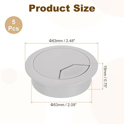 uxcell 5 Pcs 53mm Desk Grommet, Plastic Cable Hole Cover, Wire Cord Cable - Image 2