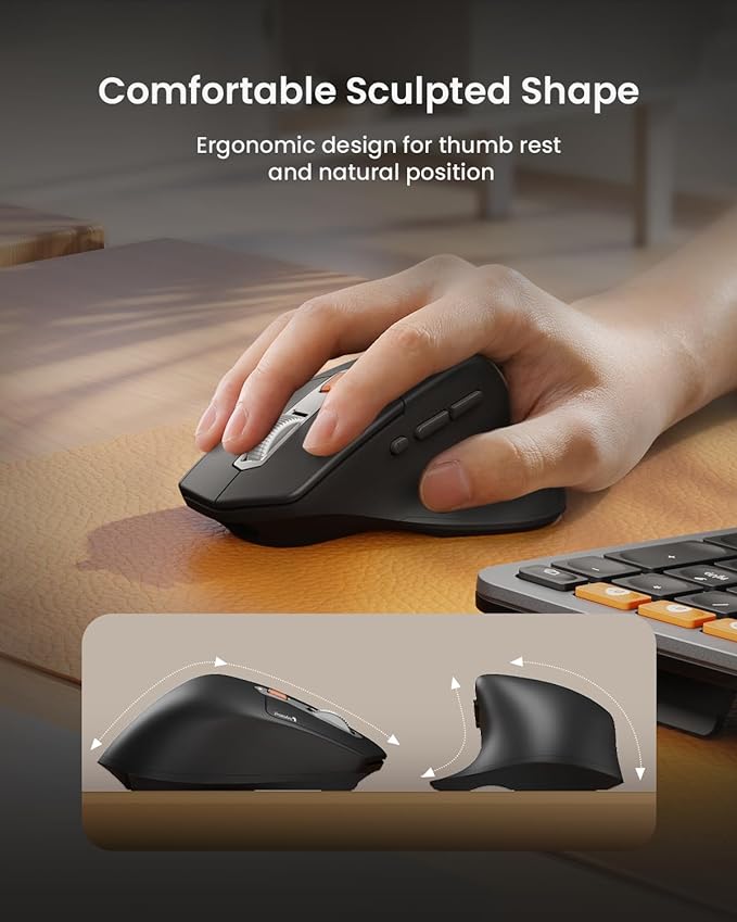 ProtoArc Ergonomic Keyboard Mouse, EKM01 Plus Full Size Wireless Bluetooth Ergo - Image 5